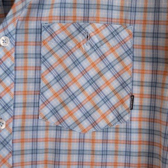 Billabong orange/blue/white plaid shirt-M - Picture 2 of 4